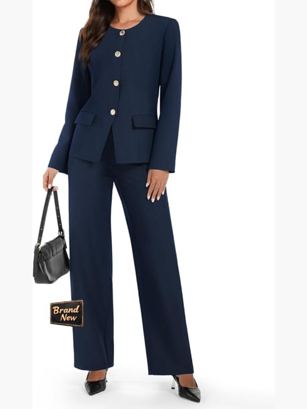 2 Piece Business Casual Outfit Blazer Wide Leg Pants Suit Set